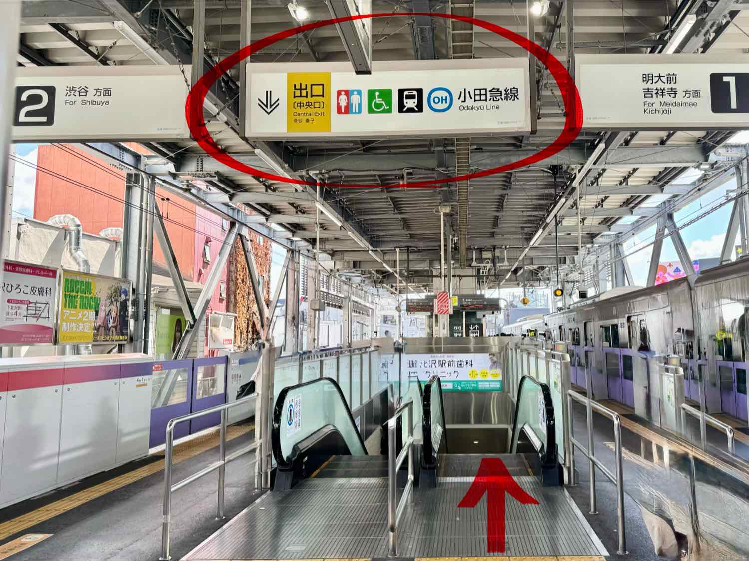 京王井の頭線下北沢駅の下りエスカレーター